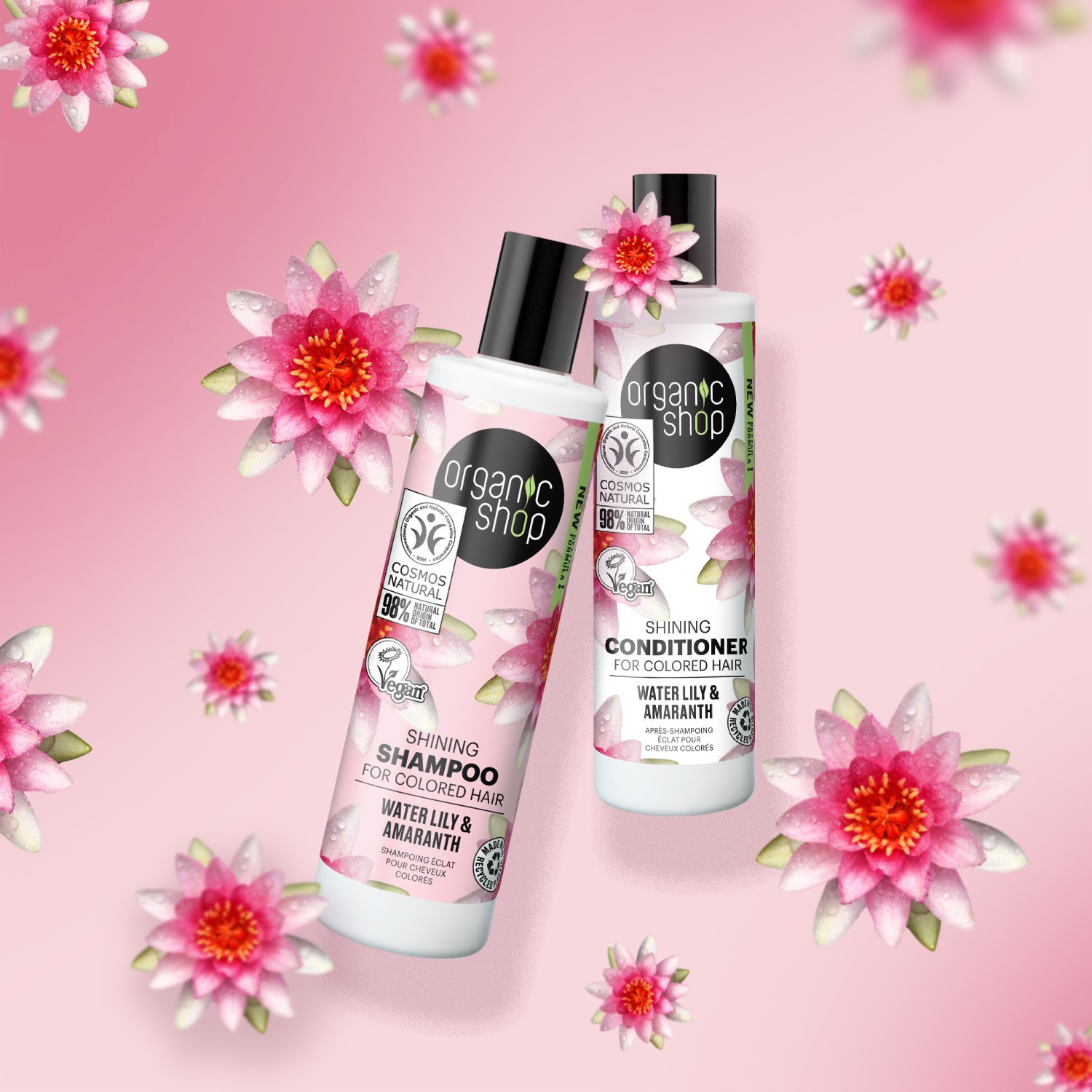 Șampon Organic Shop pentru păr vopsit cu nufăr și amarant, vegan și natural
