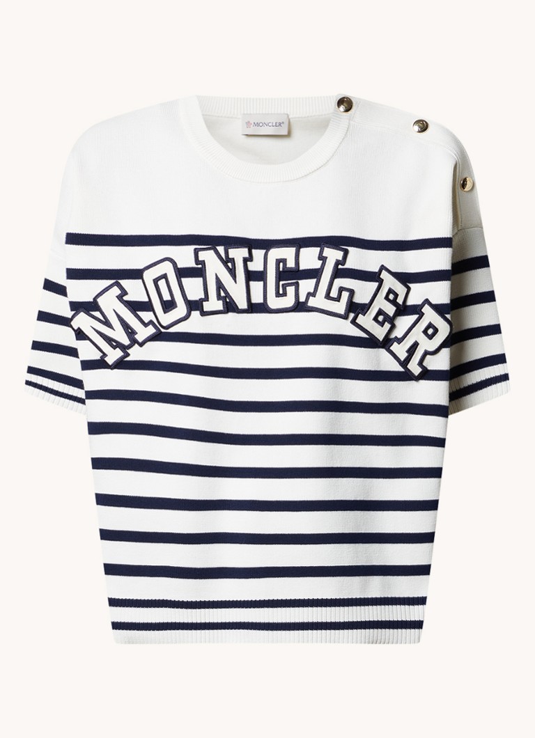 Moncler Fine knit top with logo and decorative buttons