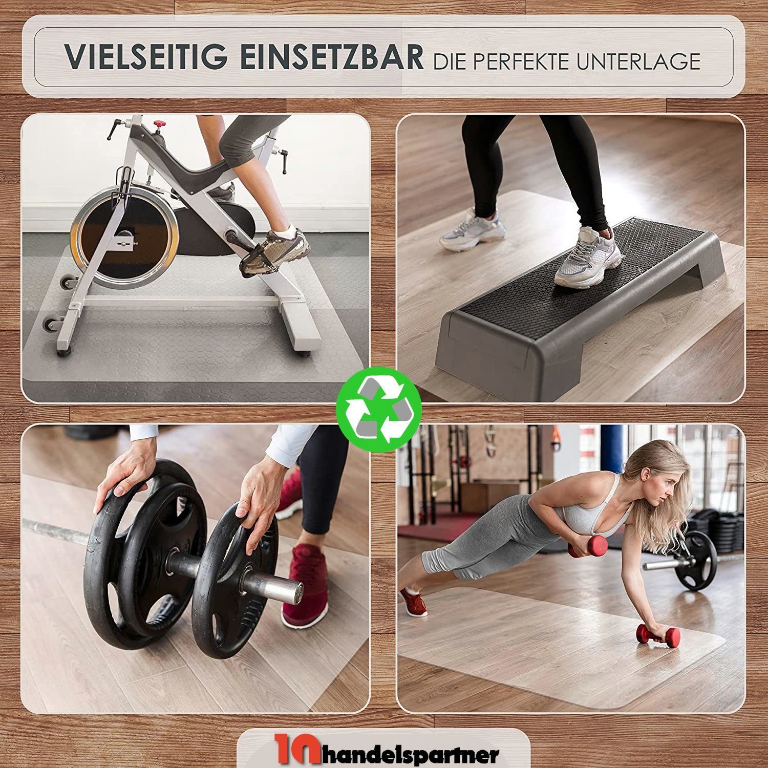 ROXUS Fitnessmatte Fitnessmatte, Bodenschutzmatte 120x60 cm Ideal für Fitnessgeräte, umweltfreundlich & 100% recyclingfähig