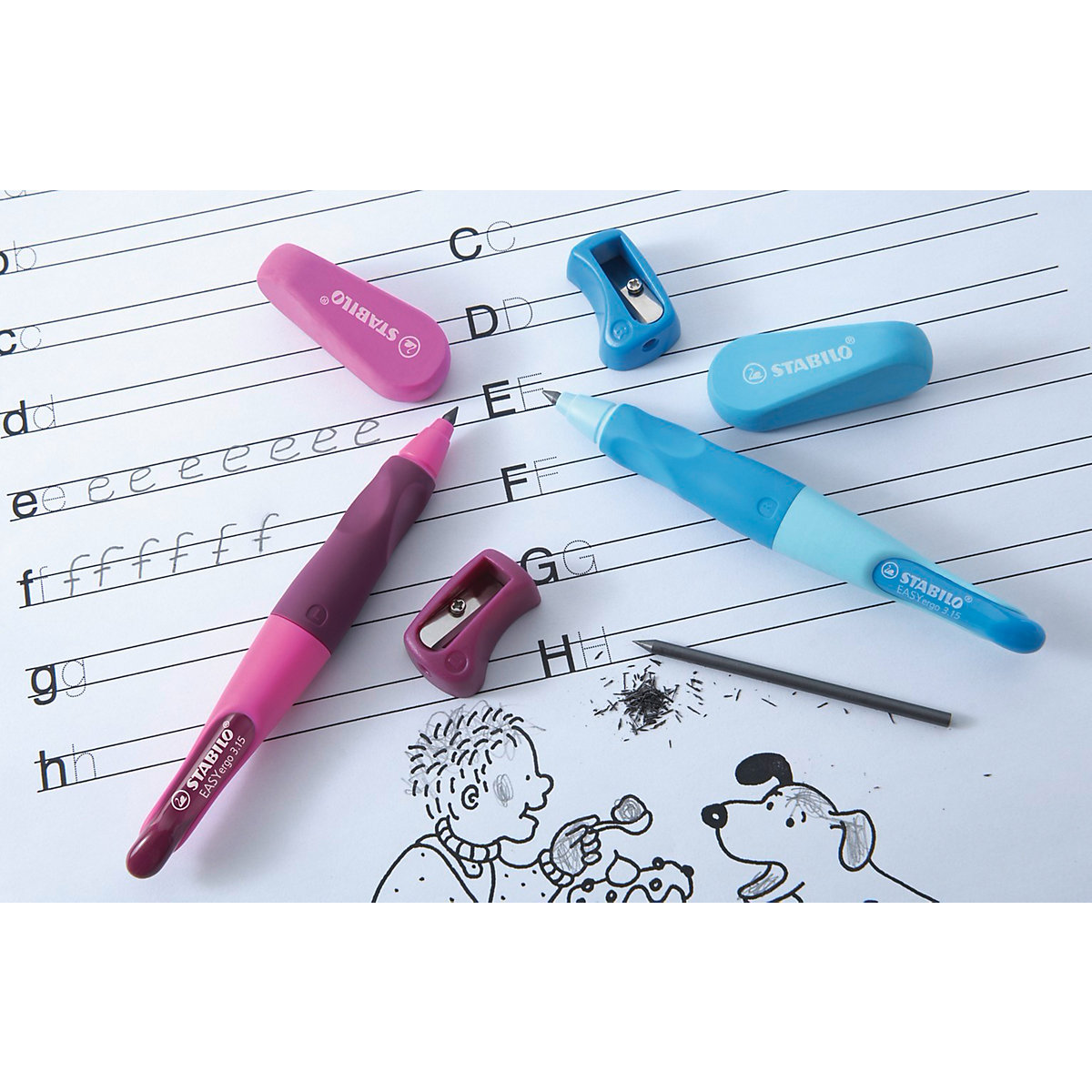 Druckbleistift EASYergo 3.15 mm HB Rechtshänder, pink/lila , inkl. Spitzer
