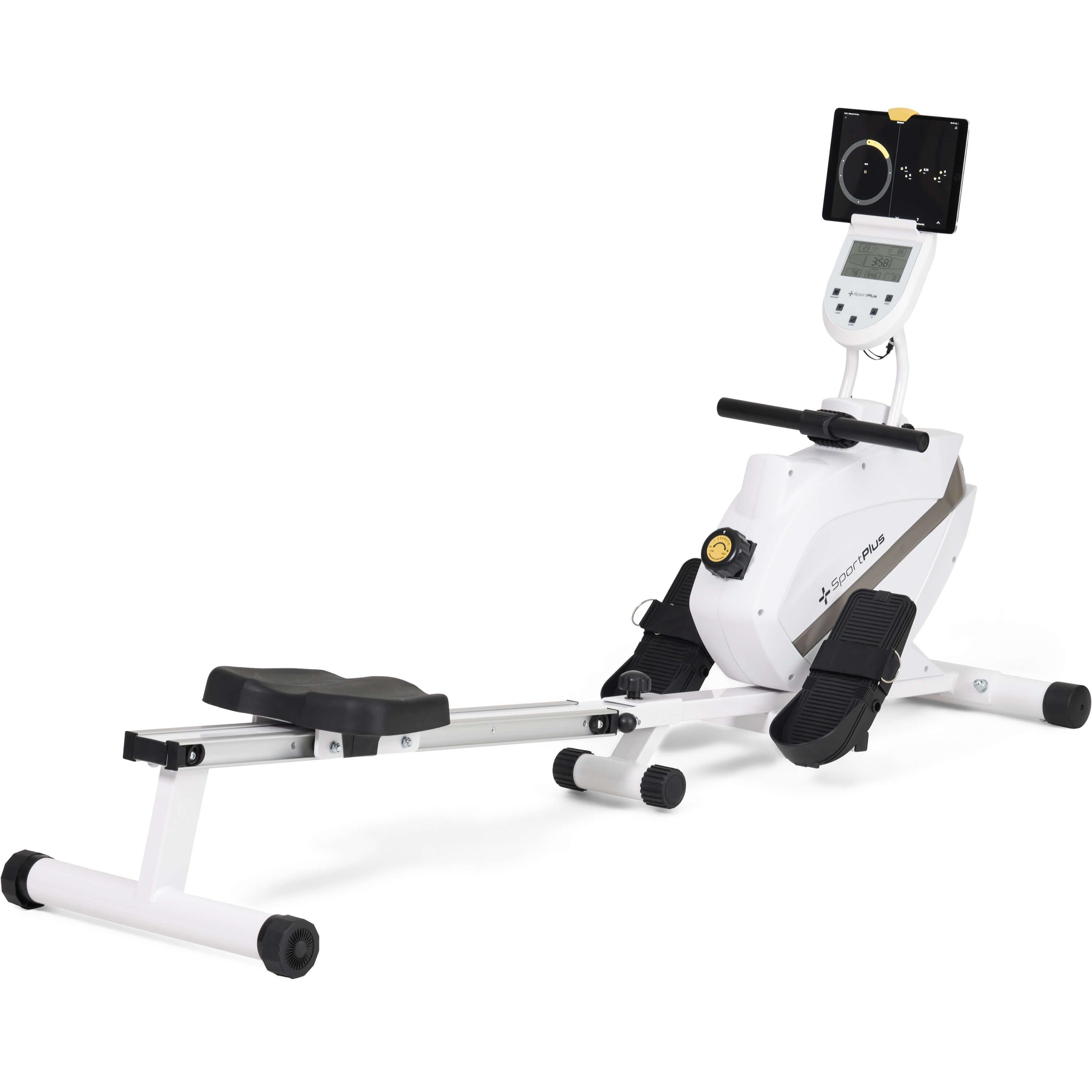 SportPlus Rudergerät SP-MR-1200-W-iE, Rudergerät, App Kompatibilität, klappbar, Magnet, 8 Widerstandsstufen