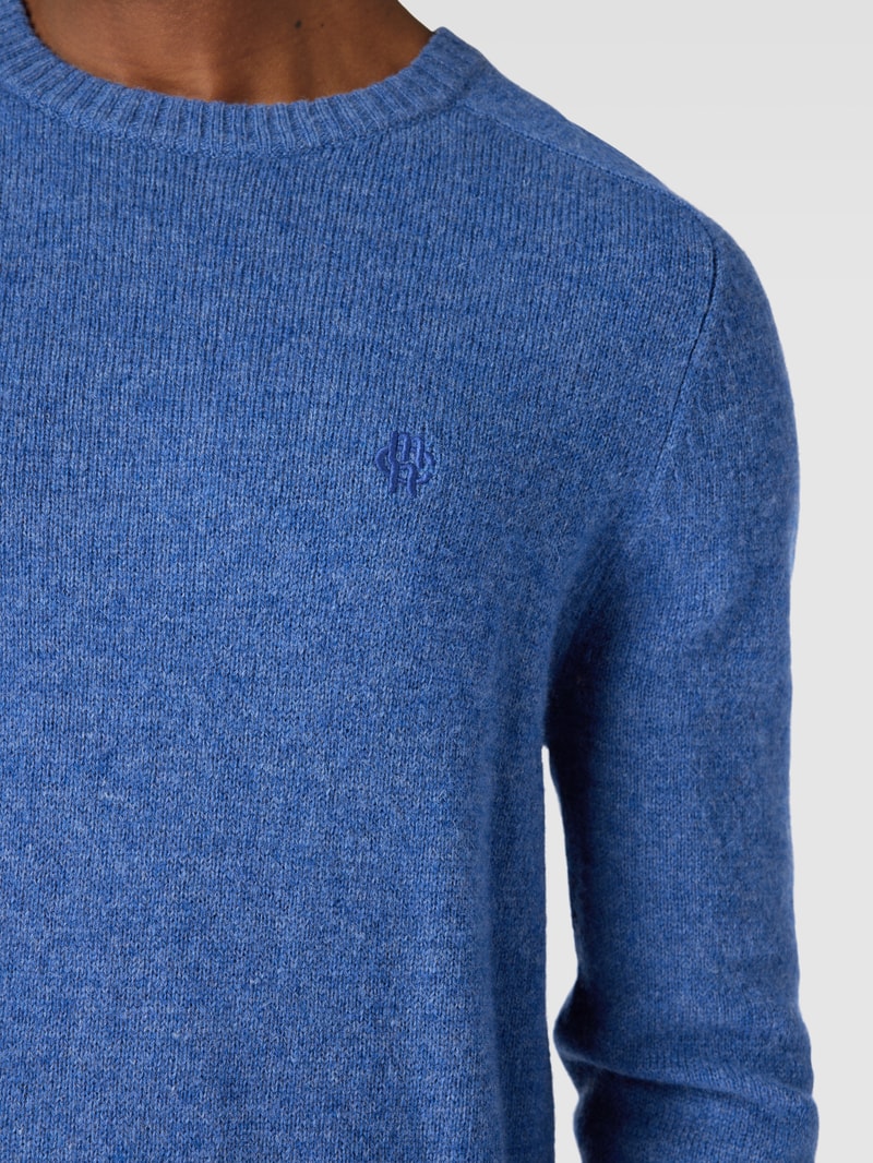 Strickpullover aus Lammwolle Modell 'TANGUY' in royalblau meliert