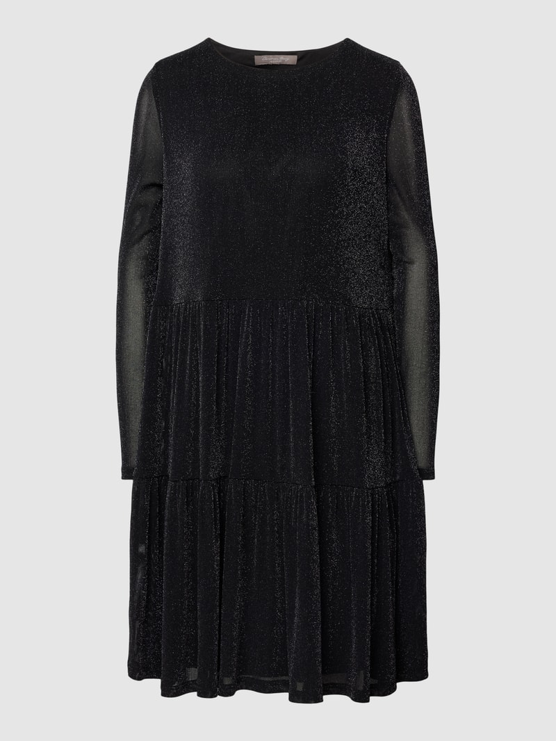 Minikleid im Stufenlook mit Rundhalsausschnitt in schwarz