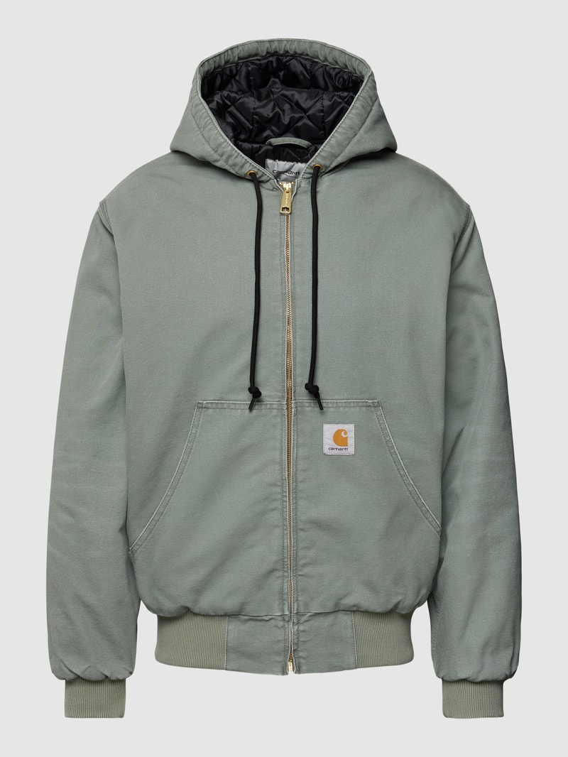 Jacke mit Label-Patch Modell 'ACTIVE' in olivgrün