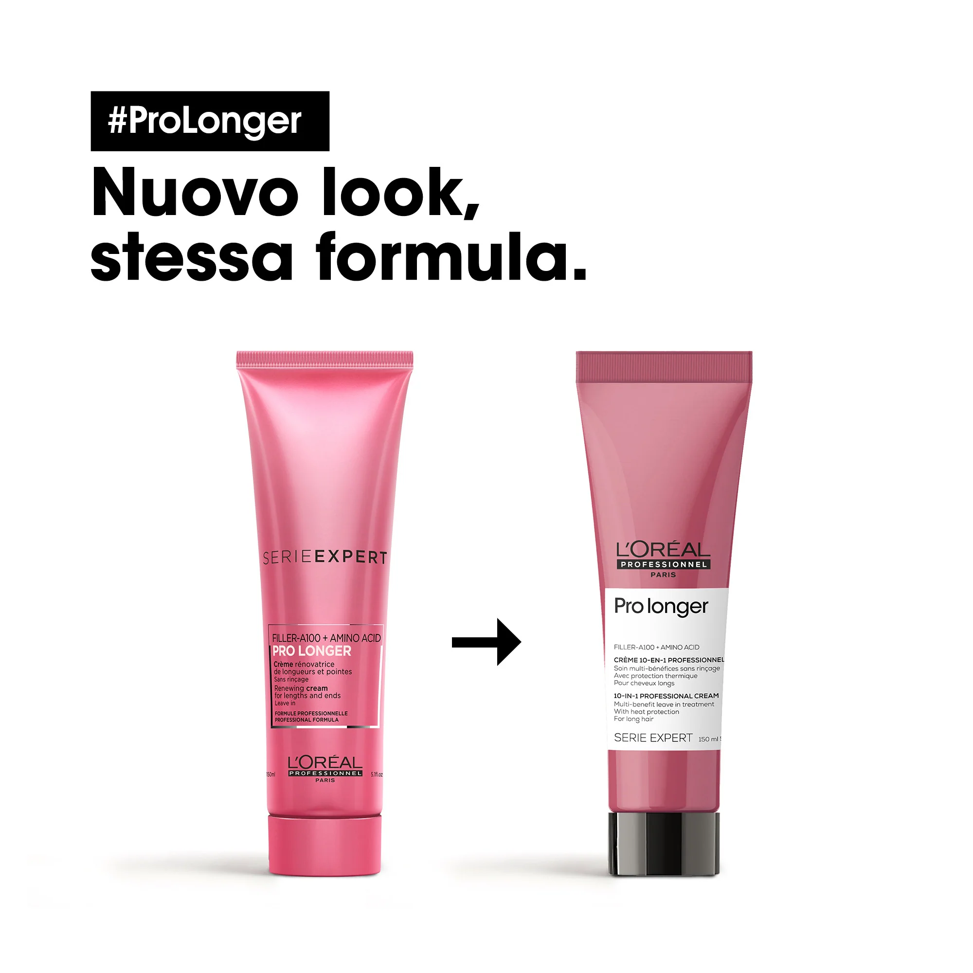 SERIE EXPERT New Pro Longer Crema 10 en 1 - Crema para peinar y dar acabado al cabello, Crema para el cabello
