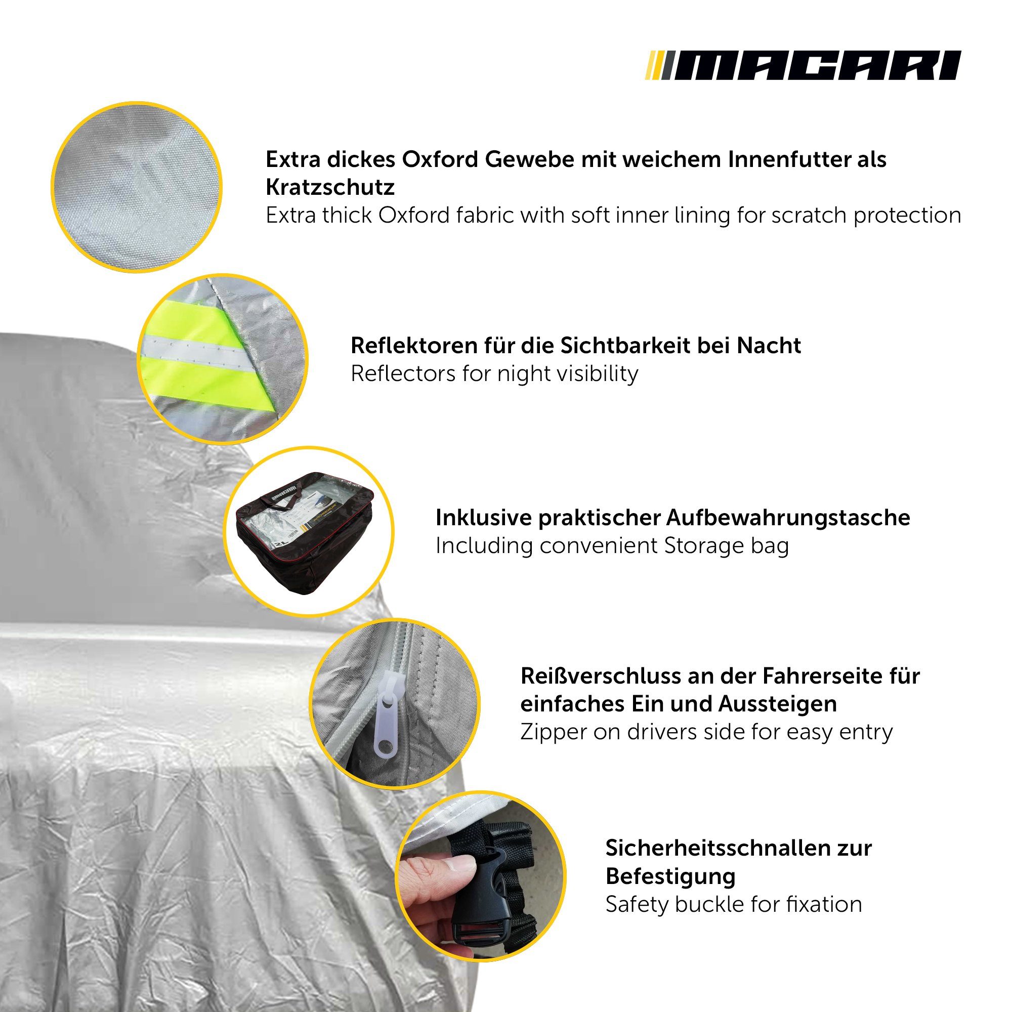 Macari Autosonnenschutz Autoabdeckung Auto Abdeckplane Auto Garage Abdeckung Autoplane