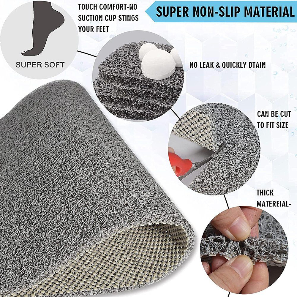 Badematte Duschmatte rutschfeste Luffa-Duschmatte Deliana.home, PVC, Geeignet für Innen Dusche rutschfeste Bad Matte
