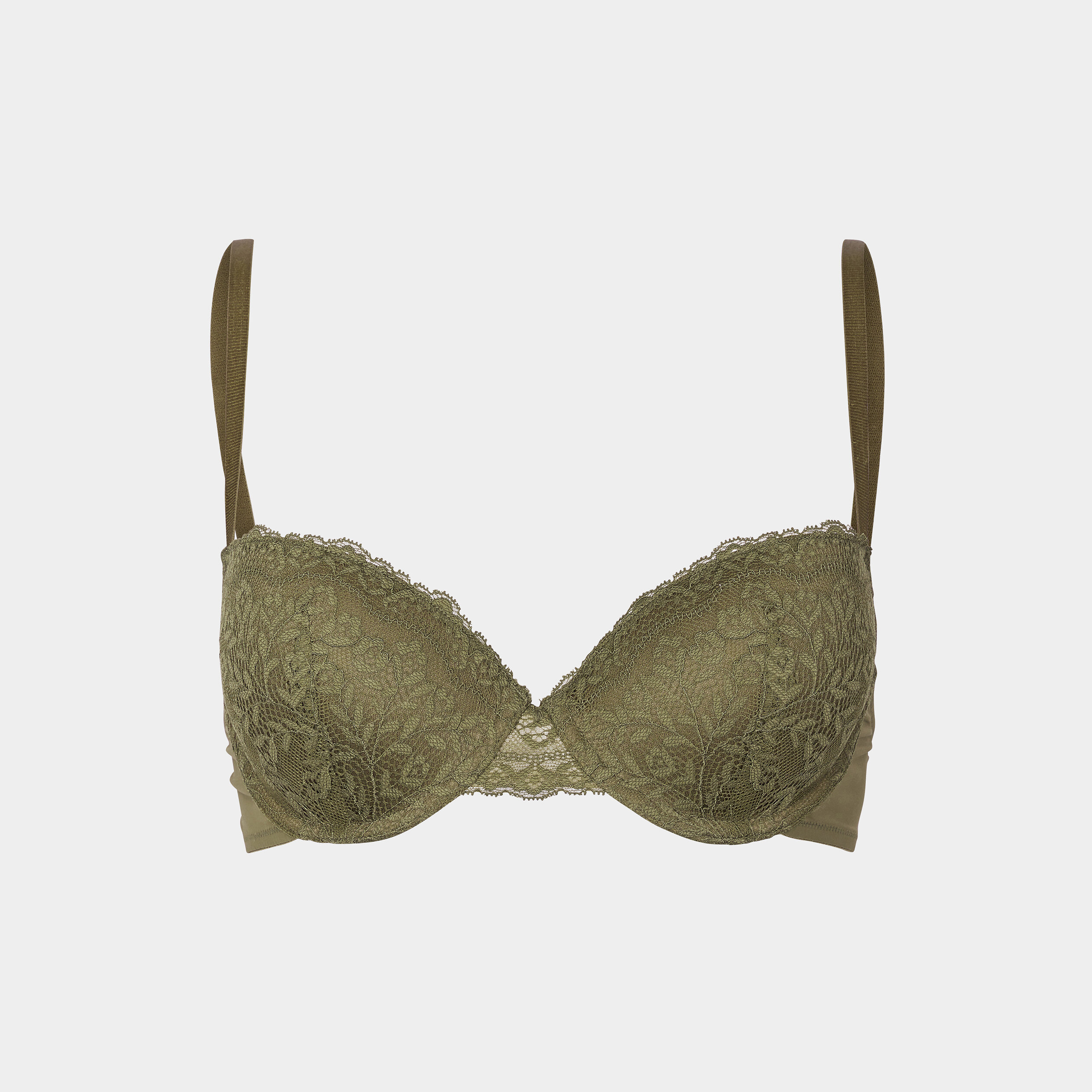 Soutien-gorge corbeille micro dentelle vert kaki femme | La Halle