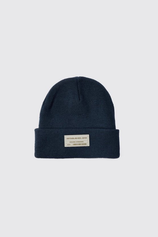 Beanie mit PU-Etikett