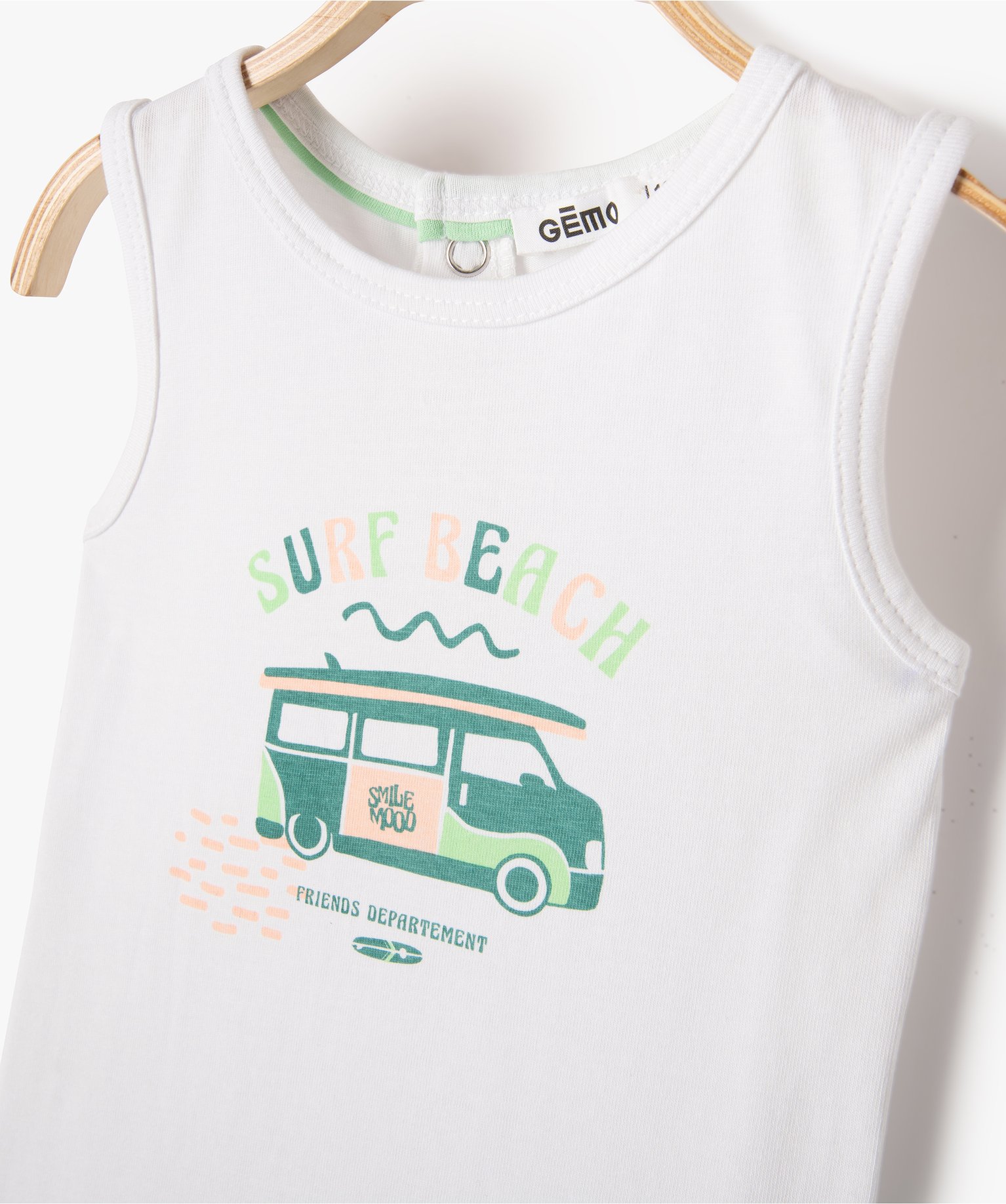 Ensemble bébé fille 2 pièces : short + débardeur imprimés vert clair | GEMO