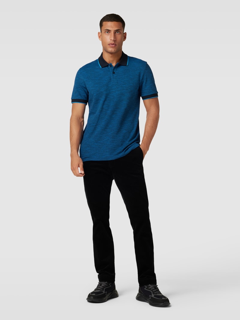 Poloshirt mit fein strukturiertem Design Modell 'Parlay' in marineblau