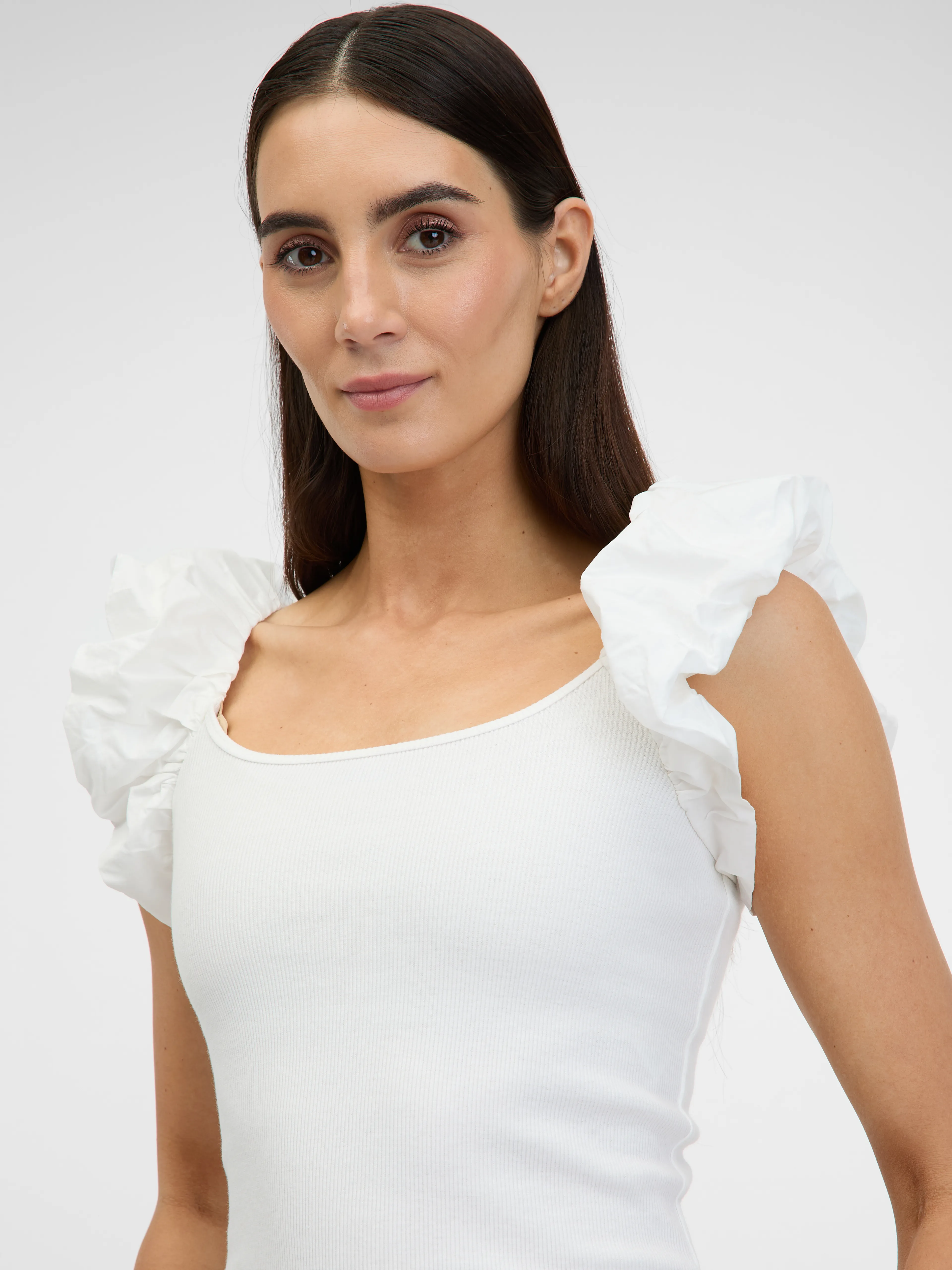 Cremefarbenes Kurzarm-T-Shirt für Frauen ORSAY