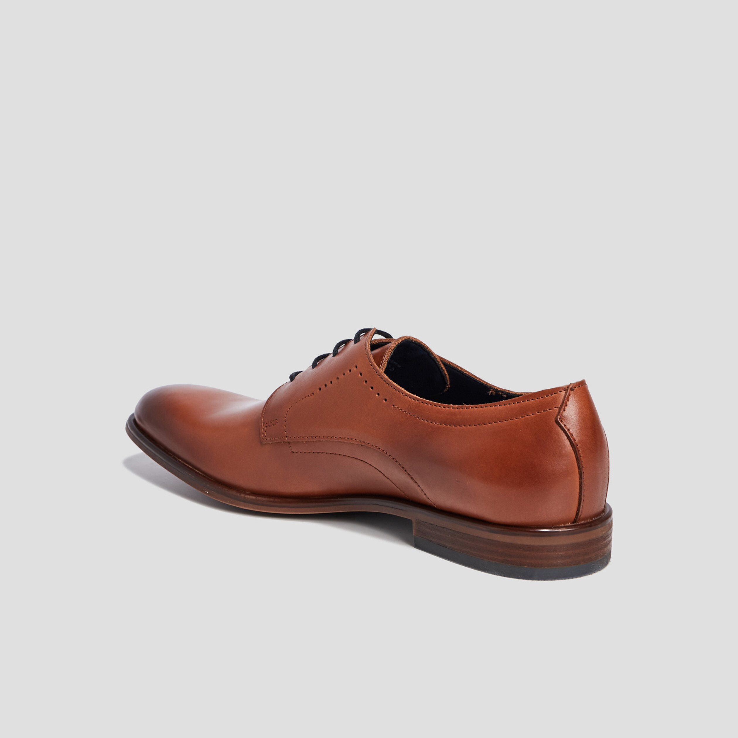 Derbies à lacets en cuir lisse marron homme | La Halle