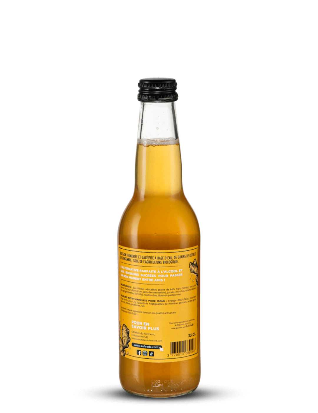 Kéfirade : Kéfir de fruit au gingembre bio - Gueule de joie 0° |  33 cl