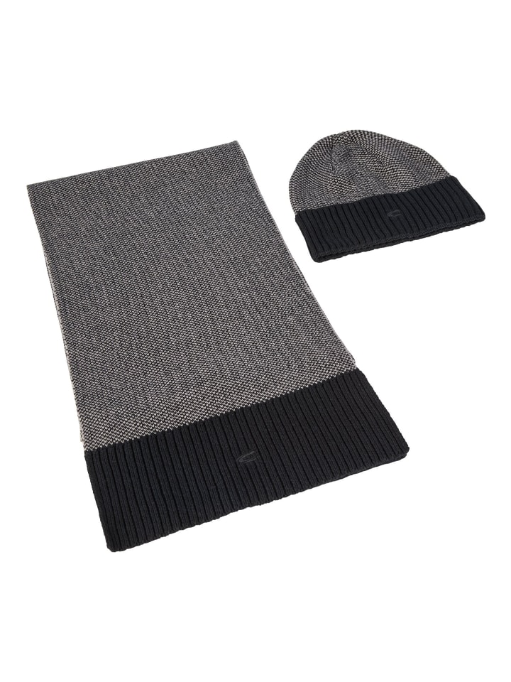 Camel Active Strickmütze und Schal in camel active Geschenkbox in Schwarz günstig kaufen onesize
