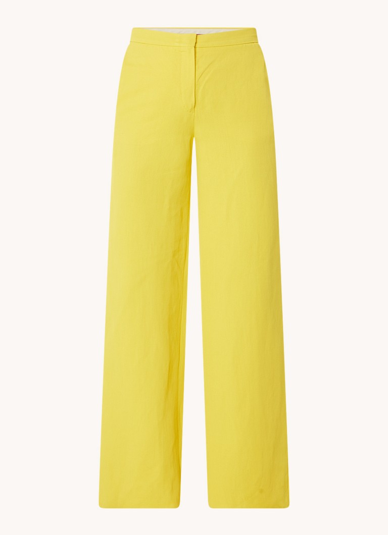Pantaloni MaxMara Gary cu talie înaltă și croială largă, din amestec de in, cu buzunare laterale.