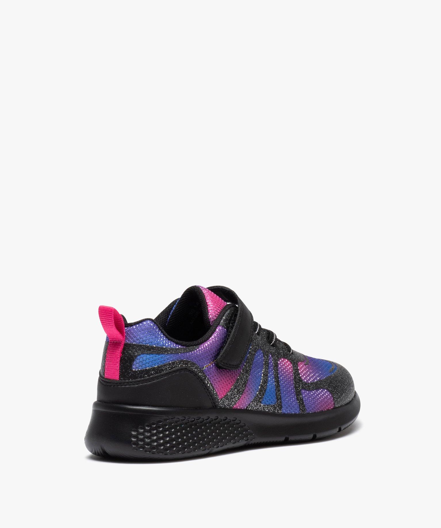 Baskets fille multicolores à paillettes style jogger fuchsia | GEMO
