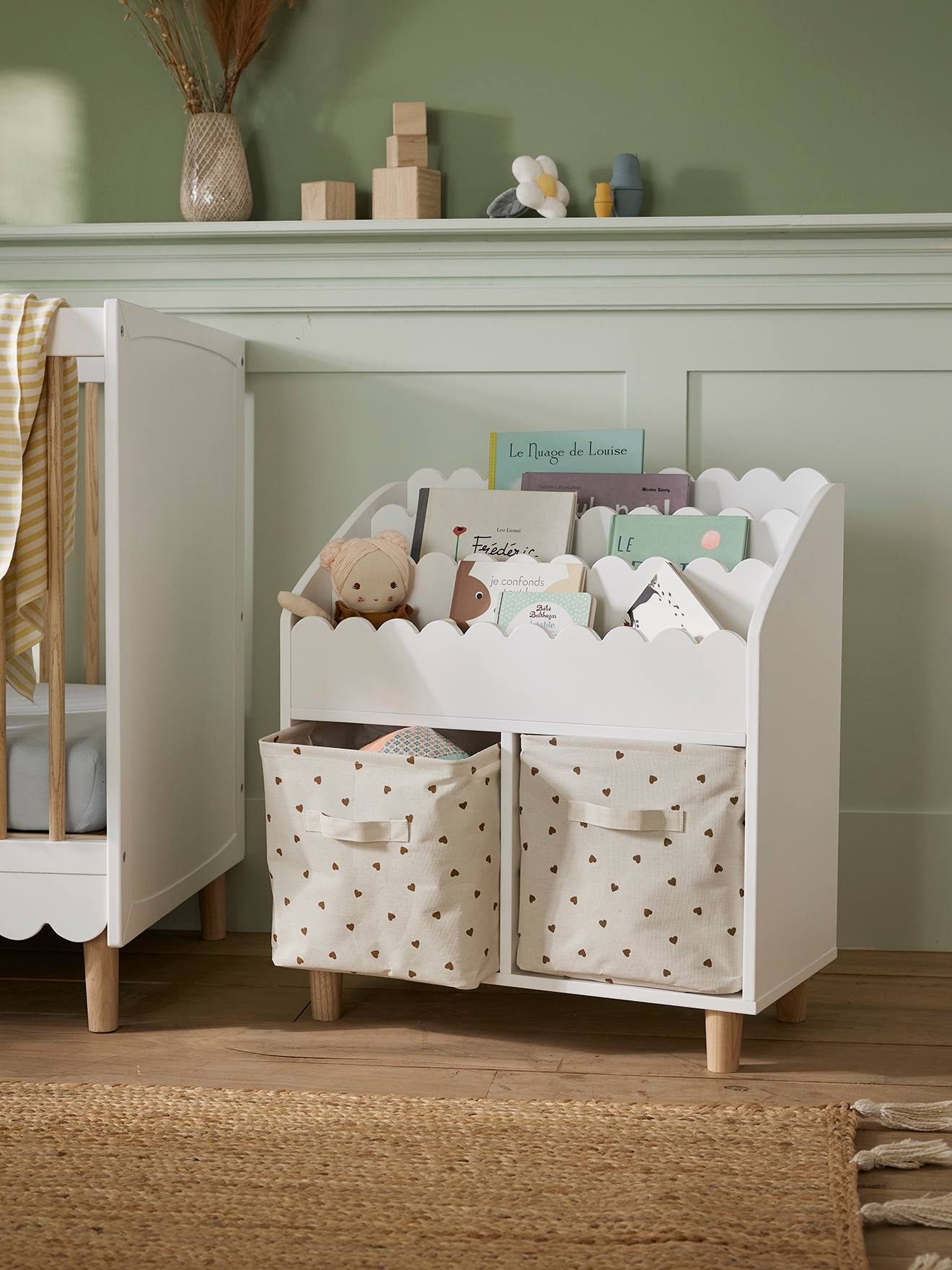 Vertbaudet 2er-Pack Kinderzimmer Aufbewahrungsboxen - grün/savannentiere