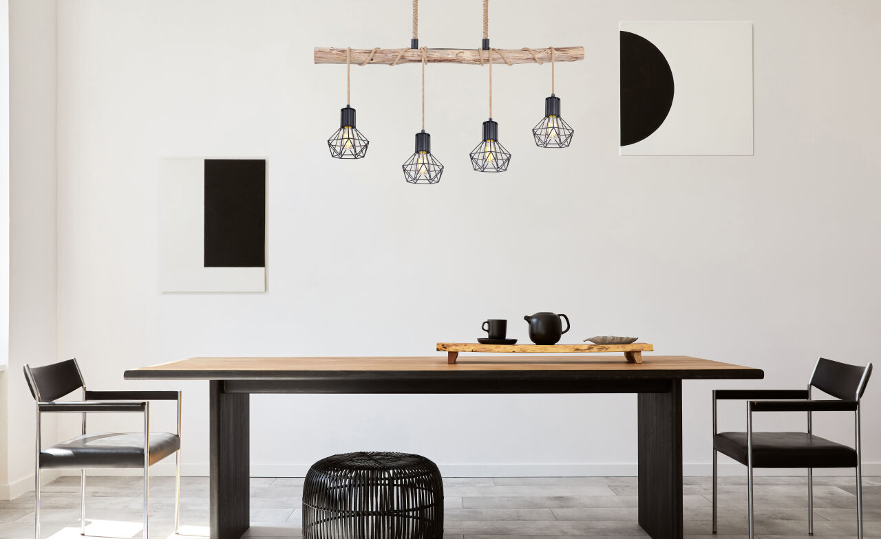 Globo Lighting - PRISKA - Hängeleuchte Metall schwarz, 4x E27