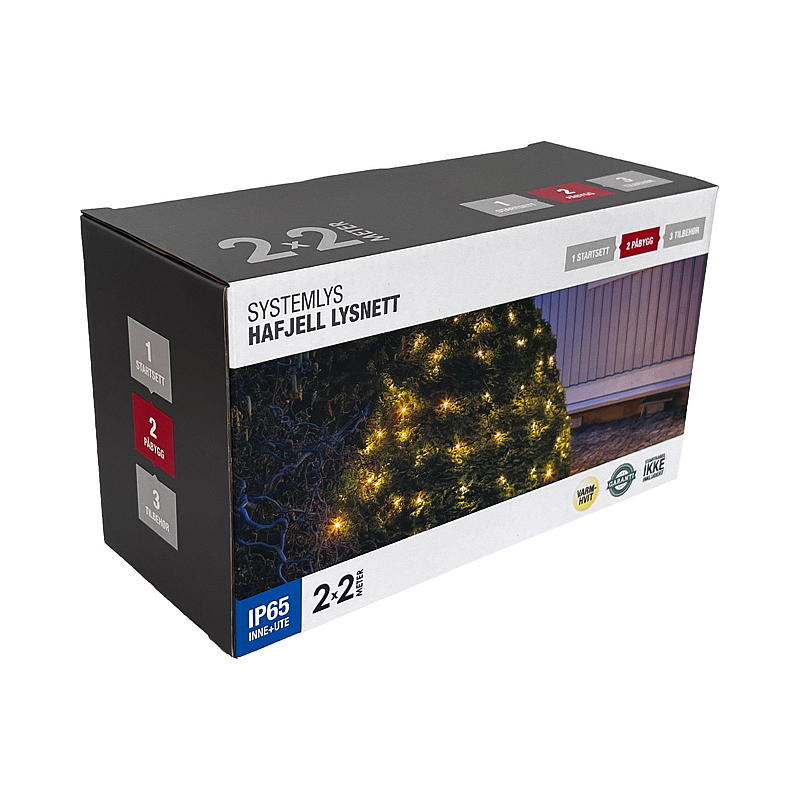 Home Systemlysnett 100LED, 2x2 m, påbygg, Hafjell