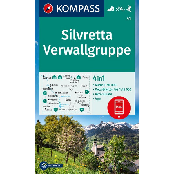 KOMPASS WANDERKARTE 41 SILVRETTA, VERWALLGRUPPE 1:50.000