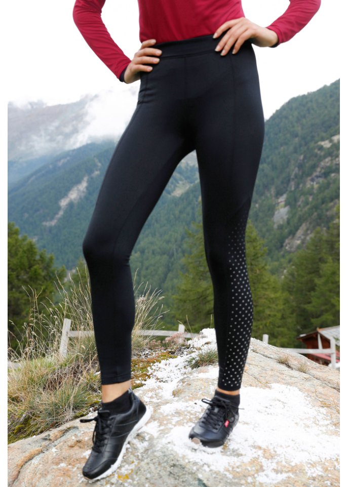 Thermo-Leggings mit reflektierendem Druck, knöchelfrei