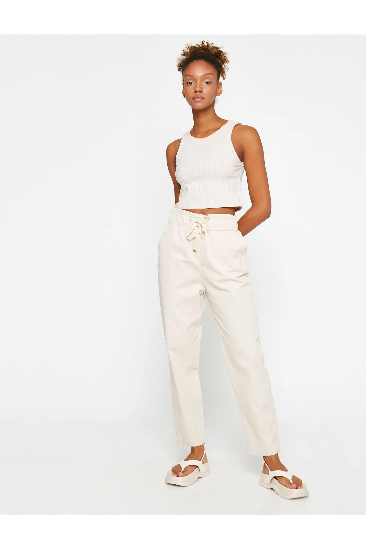Koton  Karottenhose mit Taschendetail zum Binden an der Taille
