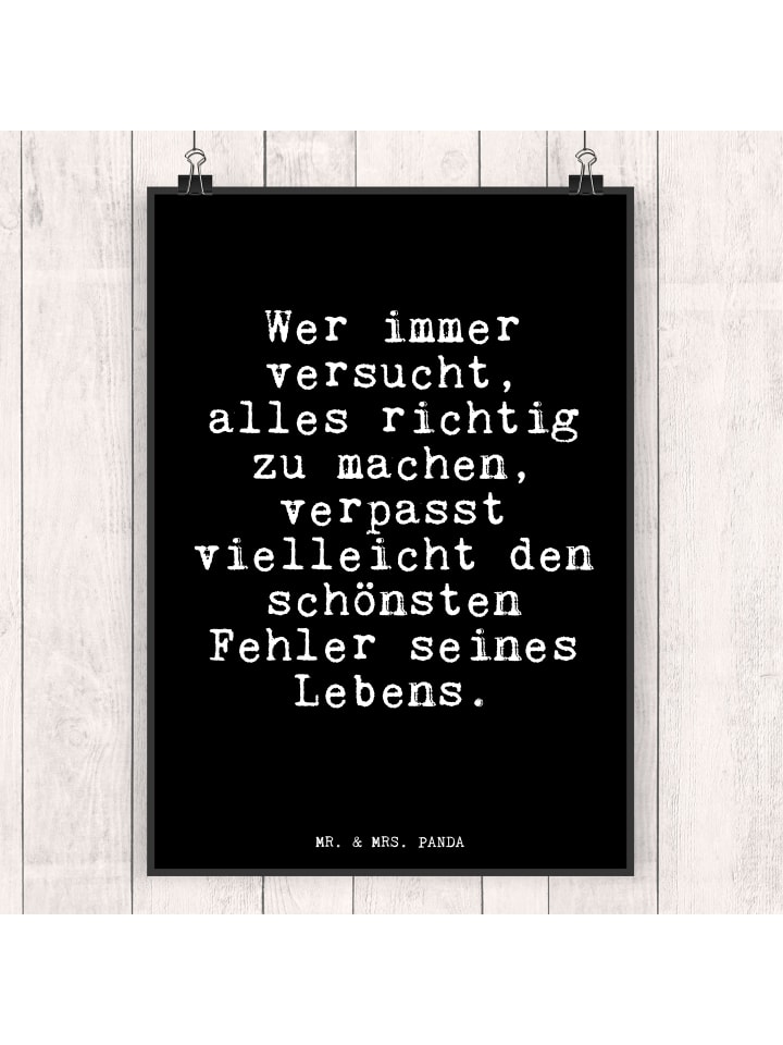 Mr. & Mrs. Panda Poster Wer immer versucht, alles... mit Spruch in Schwarz günstig kaufen