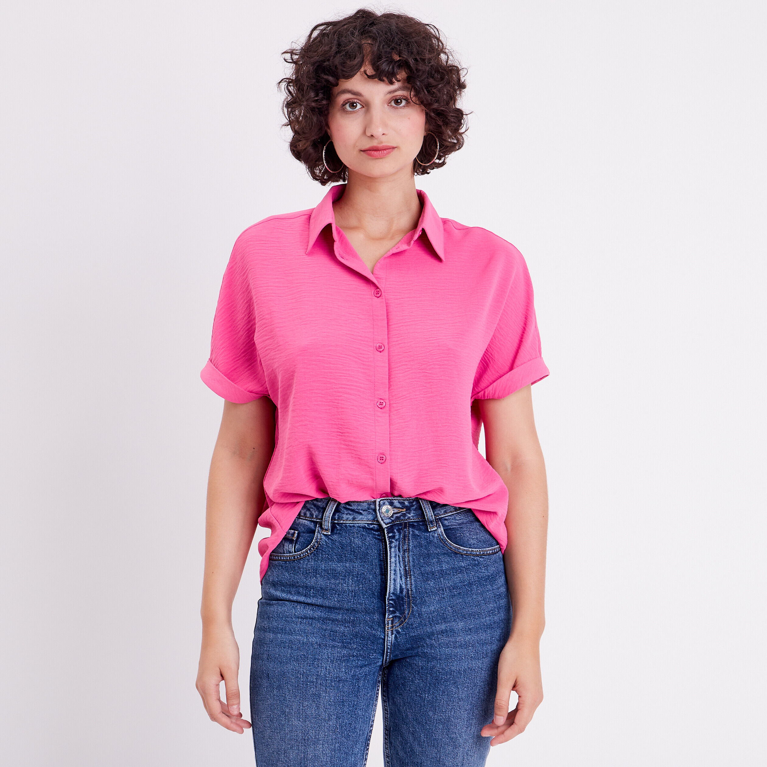 Chemise manches courtes rose femme | Cache Cache