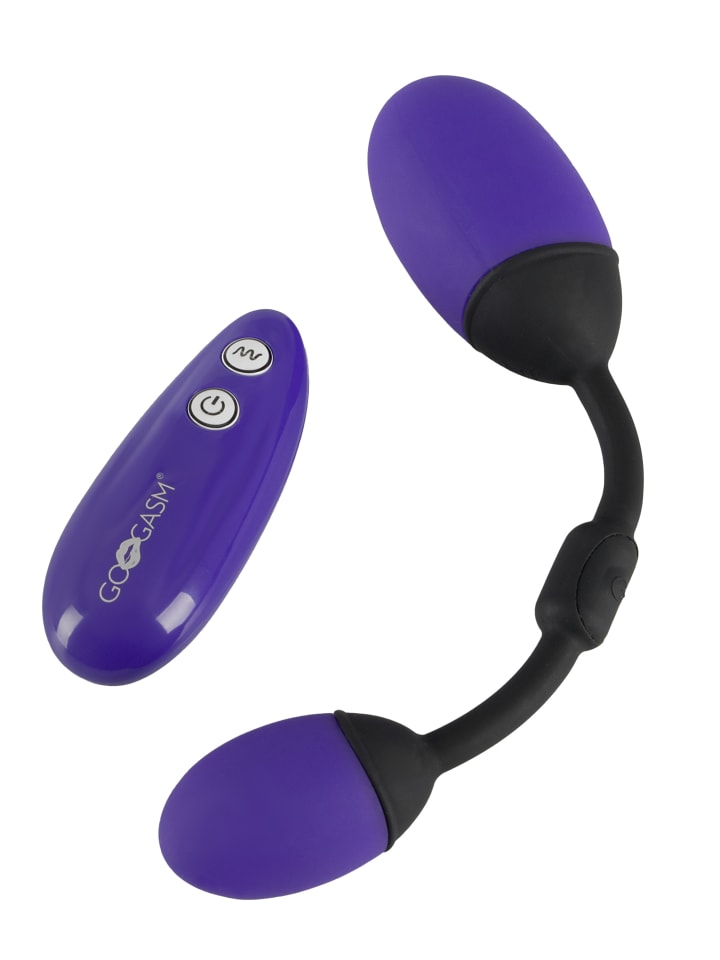 GoGasm vibrierende Liebeskugel Pussy & Ass Balls in lila günstig kaufen 21 cm