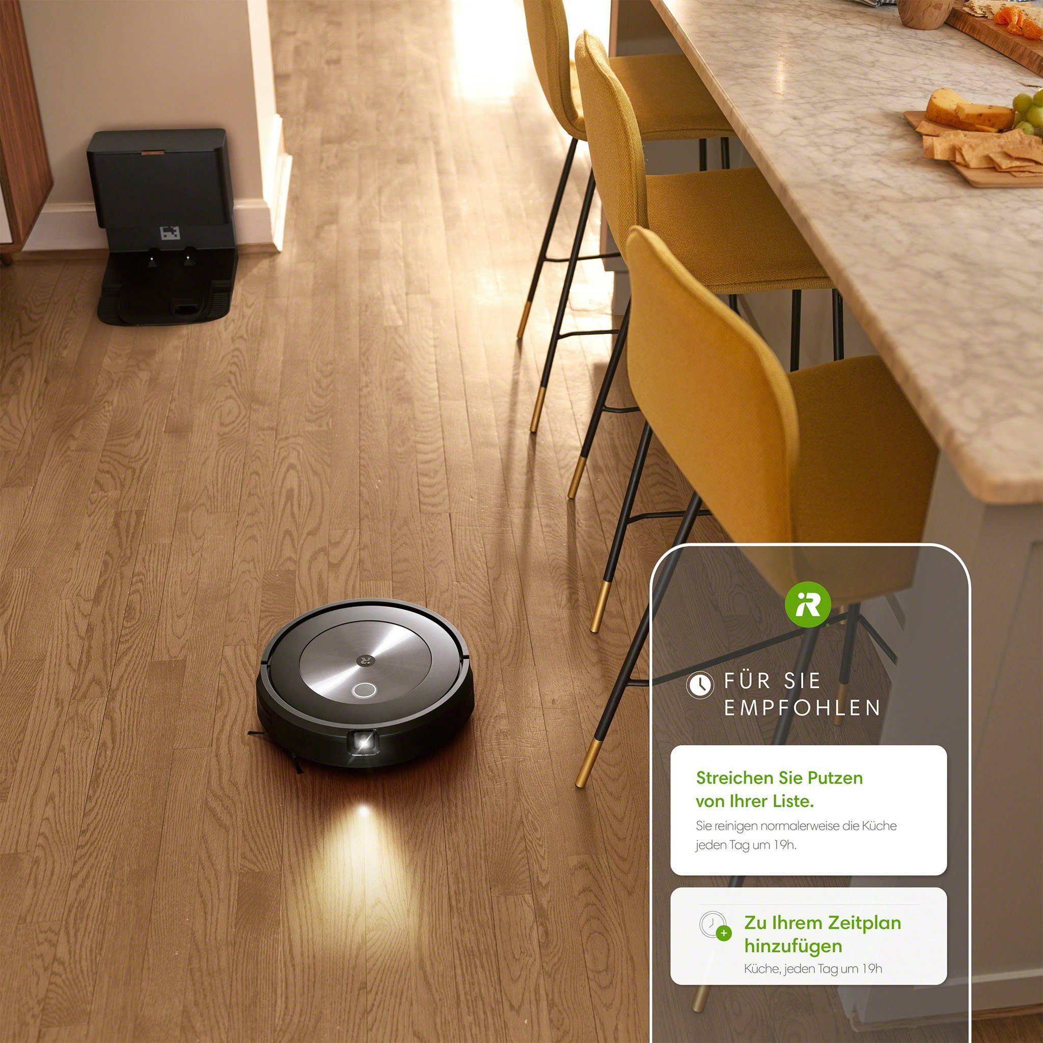 iRobot Saugroboter Roomba® j7+ (j7558), mit Beutel, WLAN-fähig mit autom. Absaugstation, Kartierung und zwei Gummibürsten