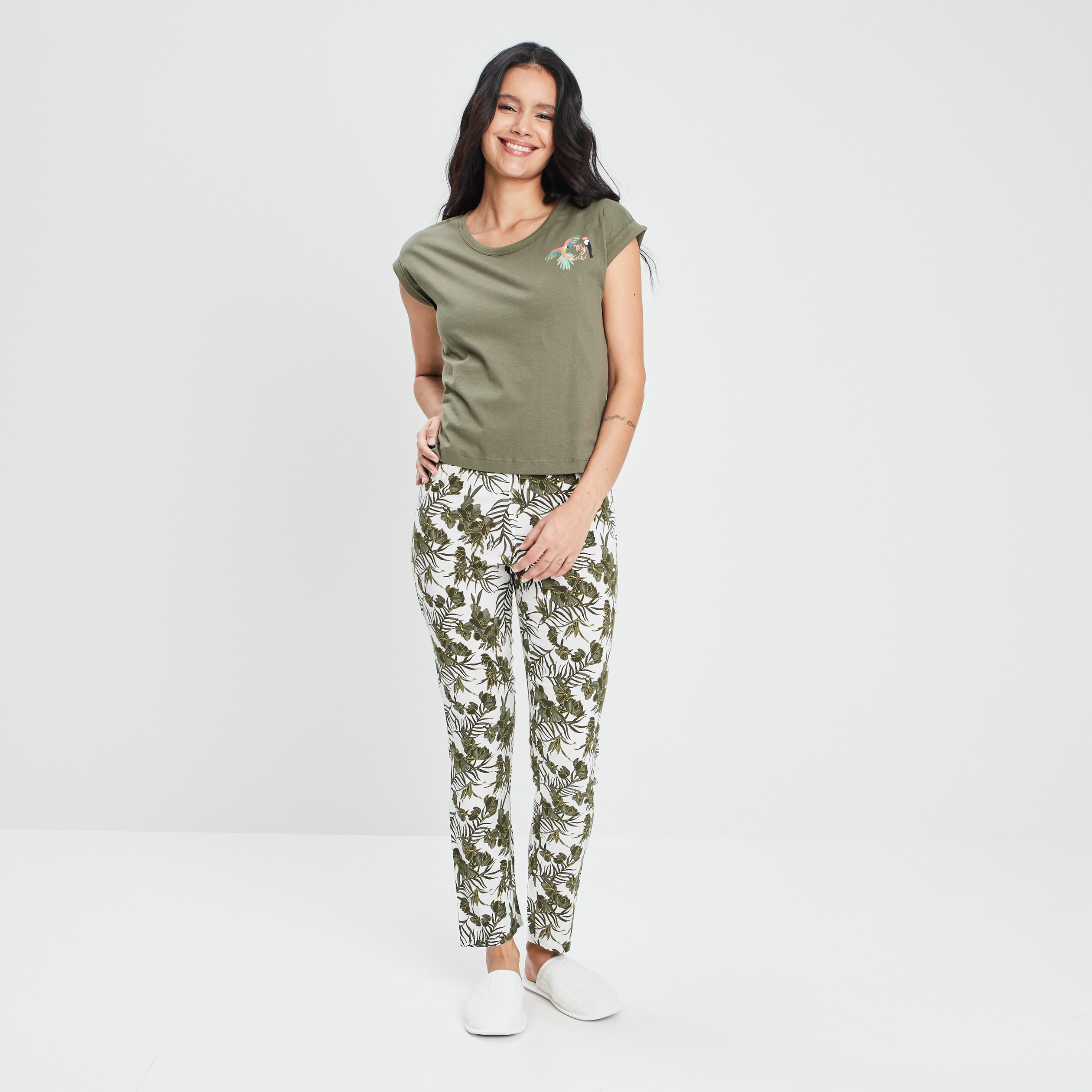 Ensemble pyjama 2 pièces fluide ecru femme | La Halle