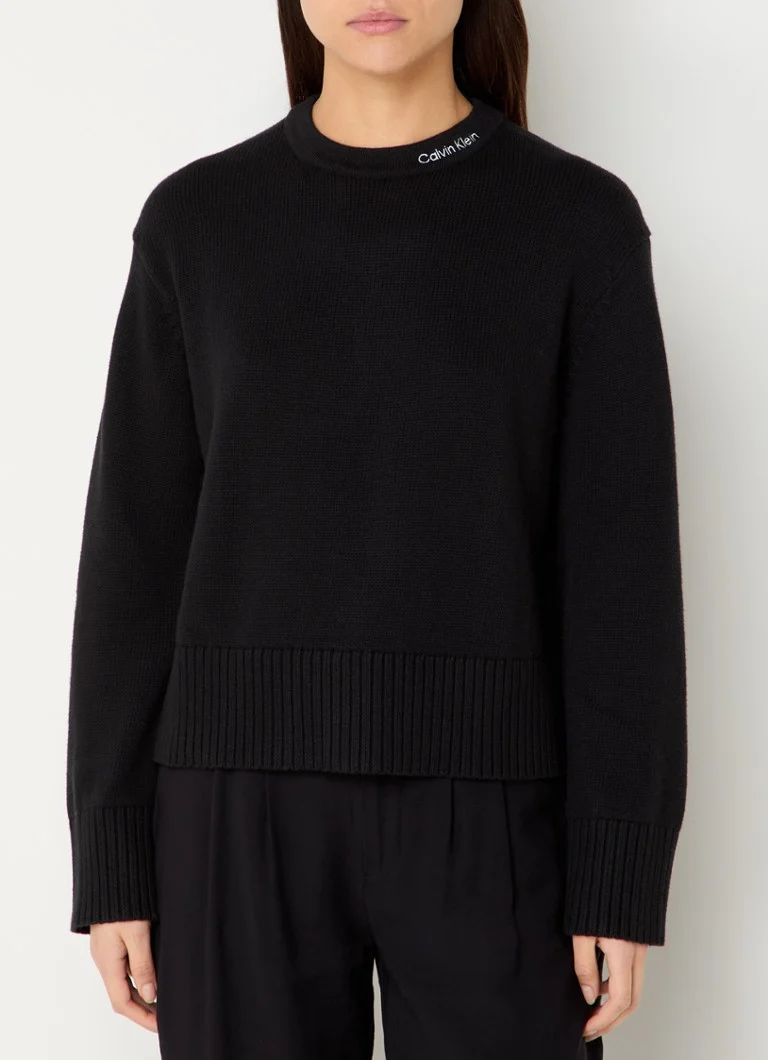 Calvin Klein Fine-knit sweater in wool blend with logo embroidery