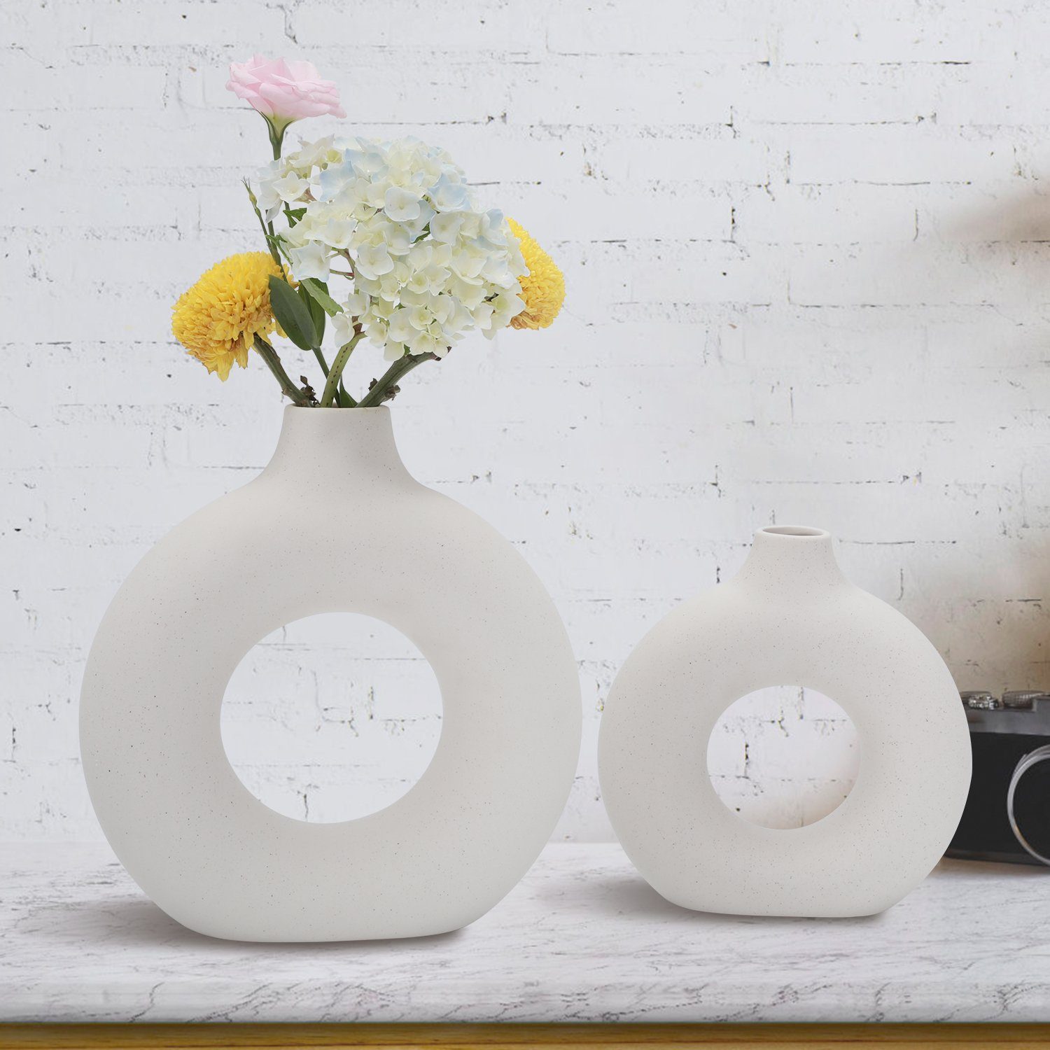 Vicbuy Dekovase (2 St), Keramik Vase, Vasen matt, Pampasgras-Vase, L+M
