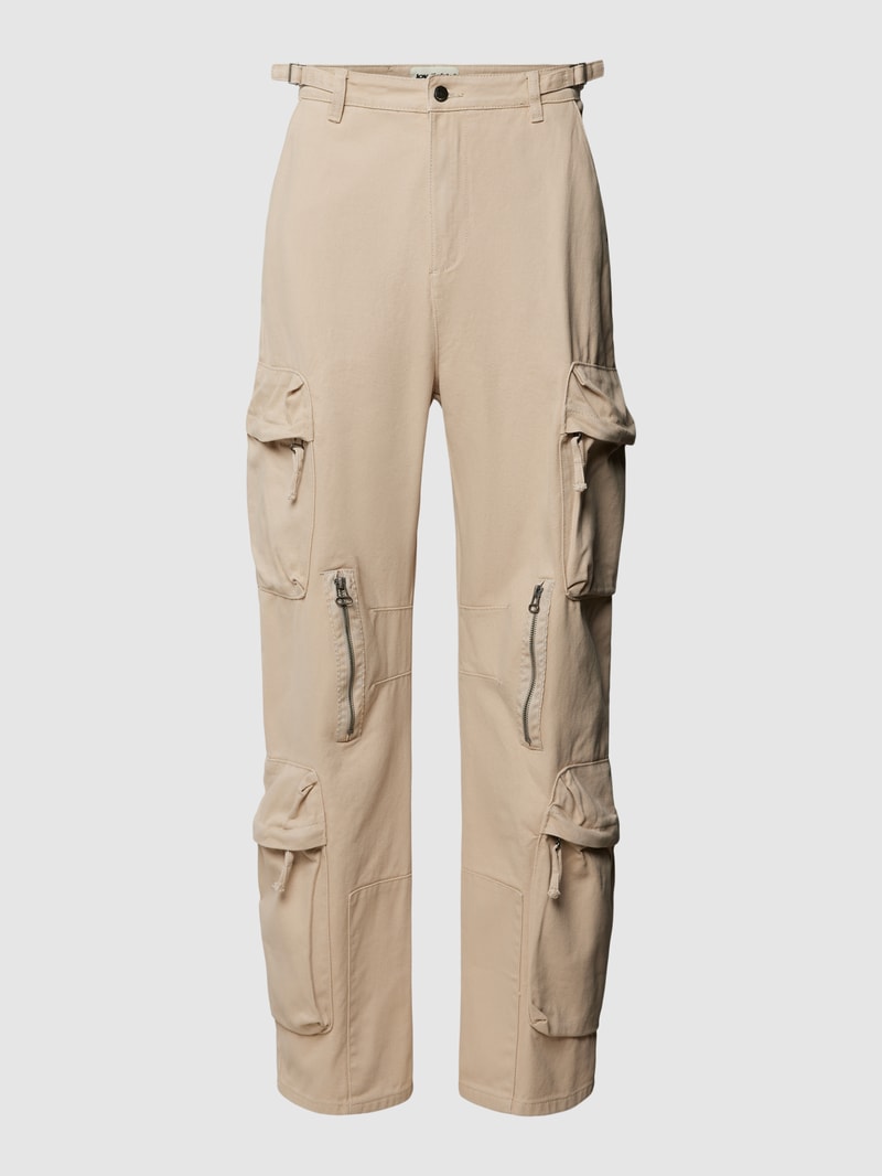 Cargohose in unifarbenem Design mit großen Taschen in beige