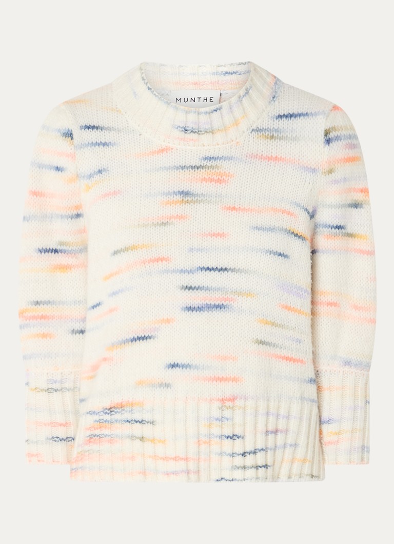 Sweter MUNTHE Aira z cienkiej dzianiny z nadrukiem z mieszanki wełny.