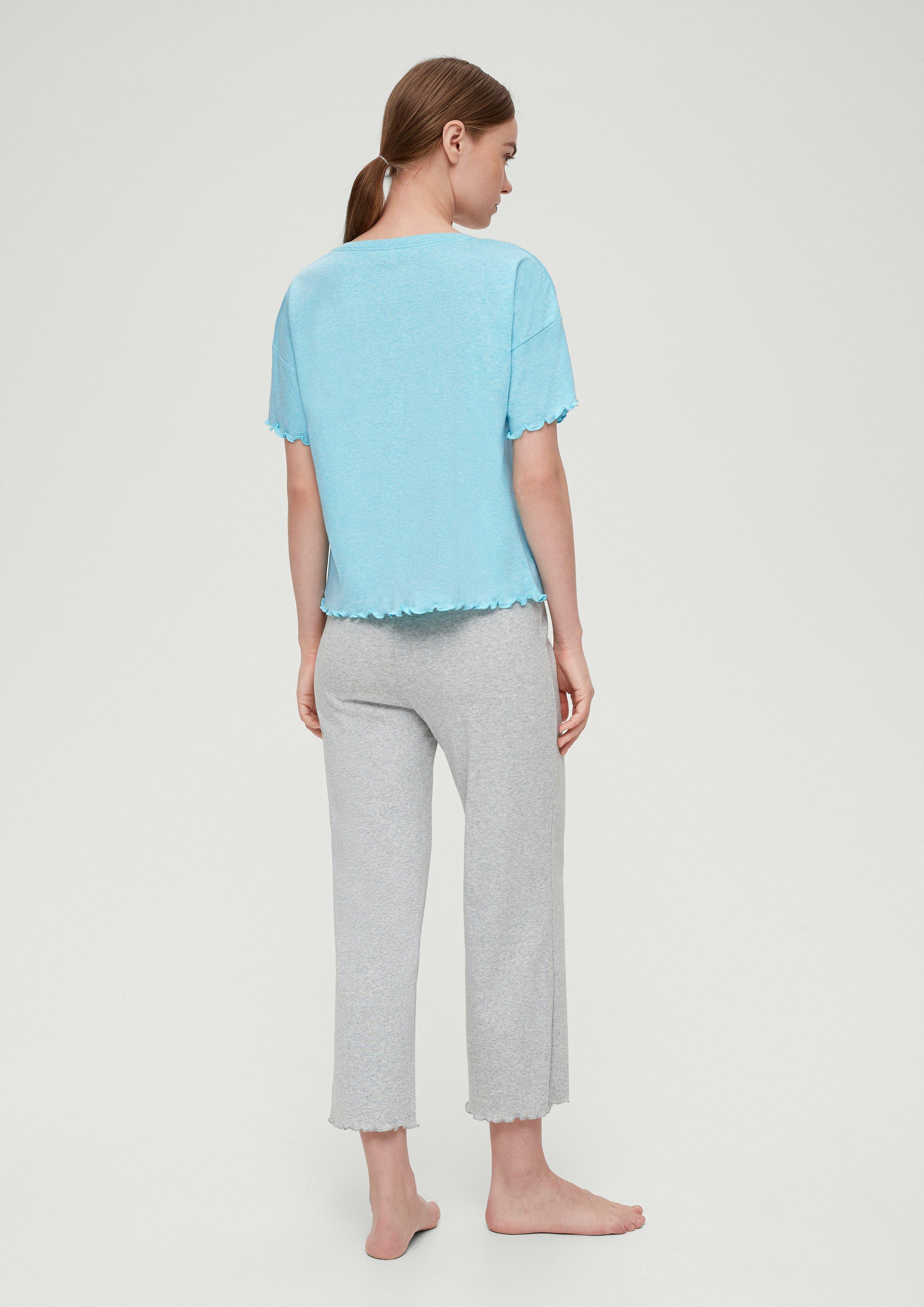 Pyjama-Shirt mit Rollsaum  6008384-6500