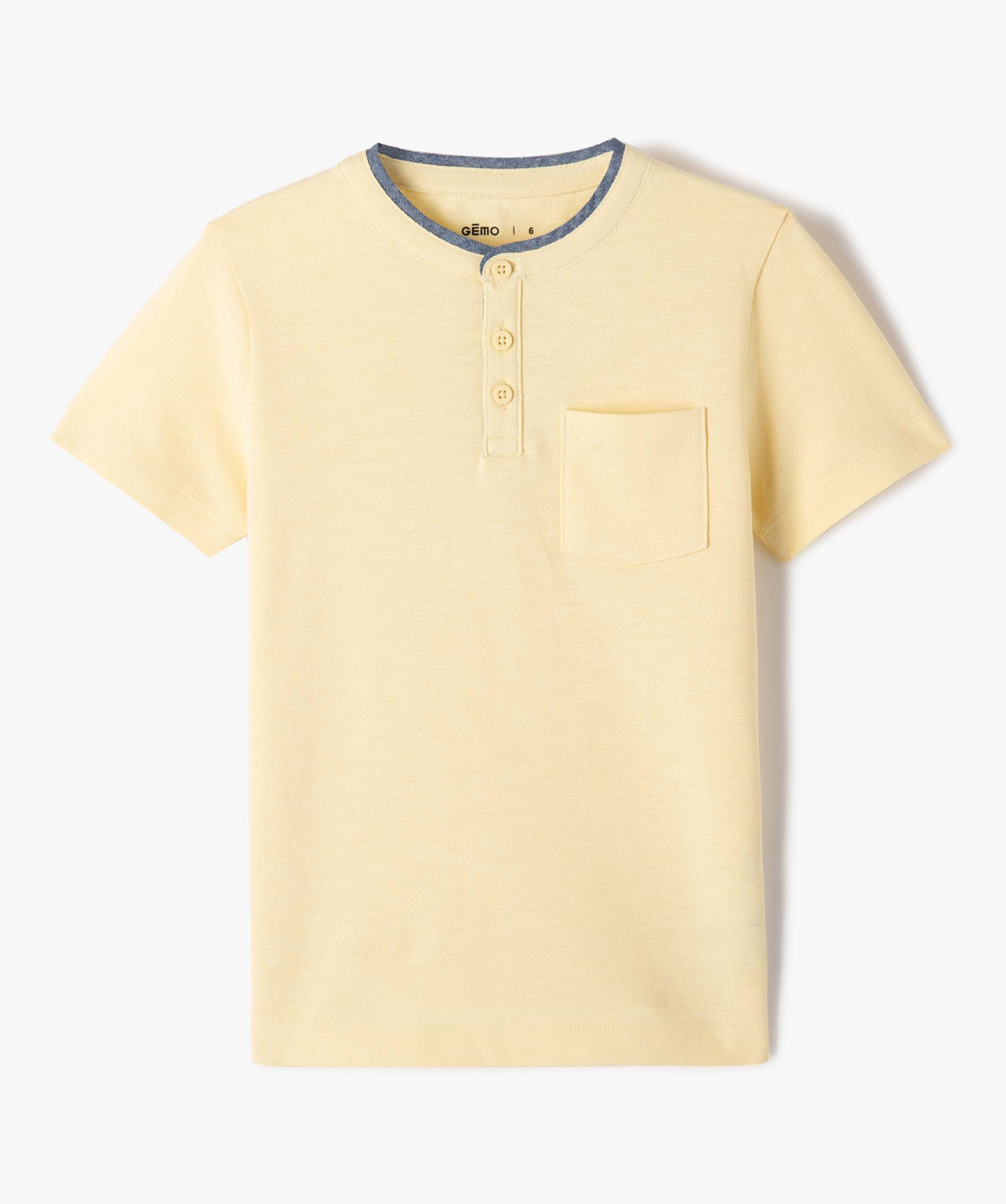 Tee-shirt Garçon esprit polo en maille piquée jaune | GEMO