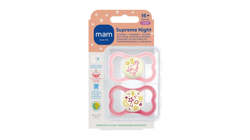 MAM Supreme Night Silikon 16+ Monate Vogel/Universum
