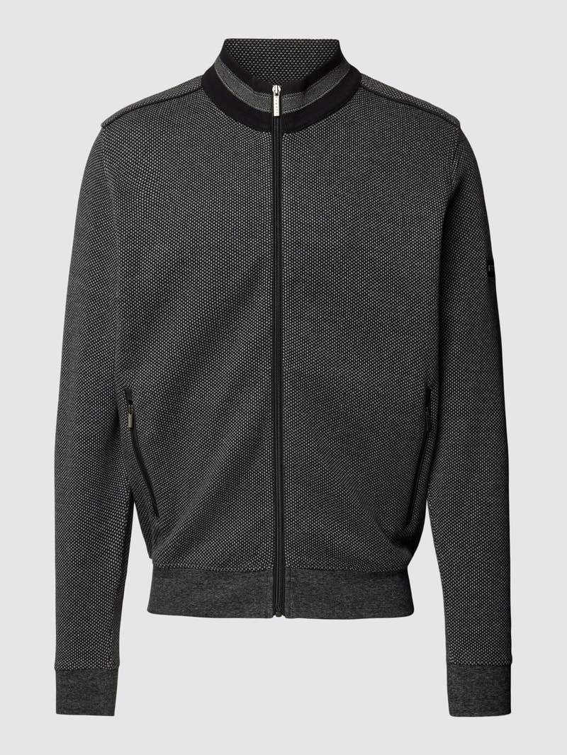 Sweatjacke mit Stehkragen und Reißverschlusstaschen in anthrazit