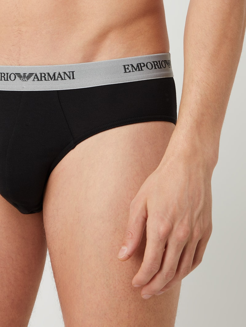Slip mit Stretch-Anteil im 2er-Pack in schwarz