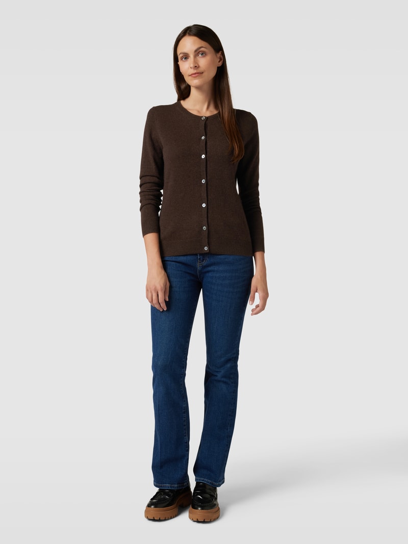 Strickjacke aus Kaschmir mit Knopfleiste in schokobraun meliert