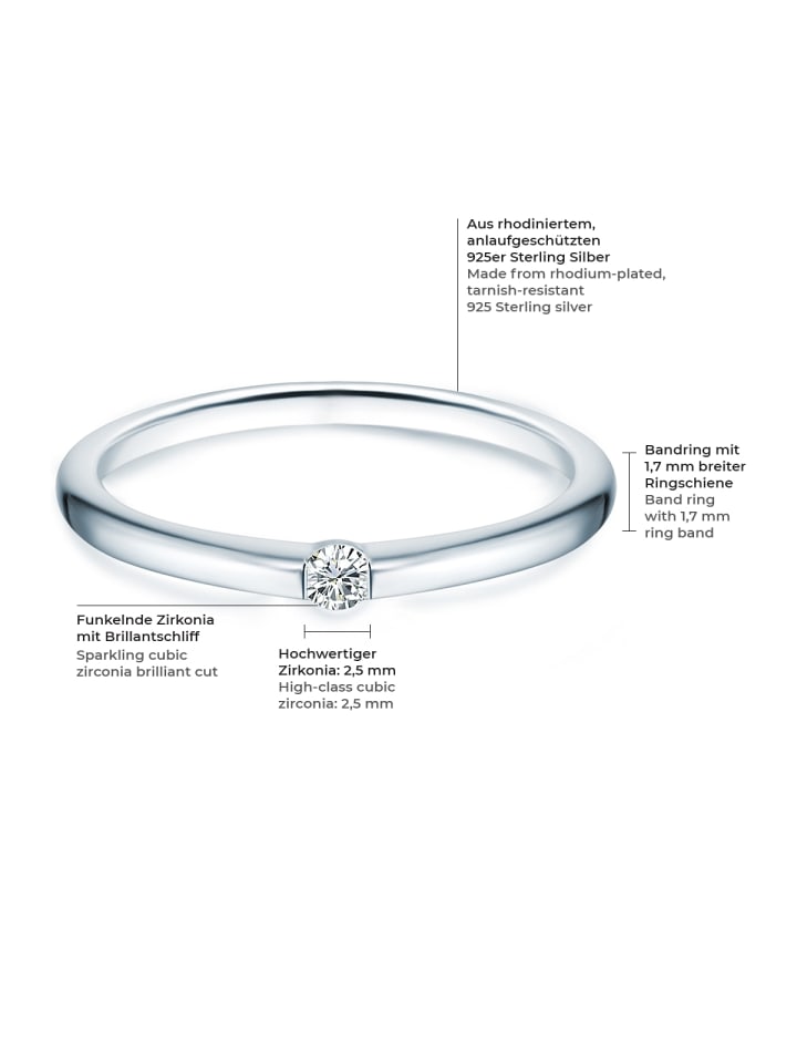 Trilani Ring Sterling Silber Zirkonia weiß in silber günstig kaufen