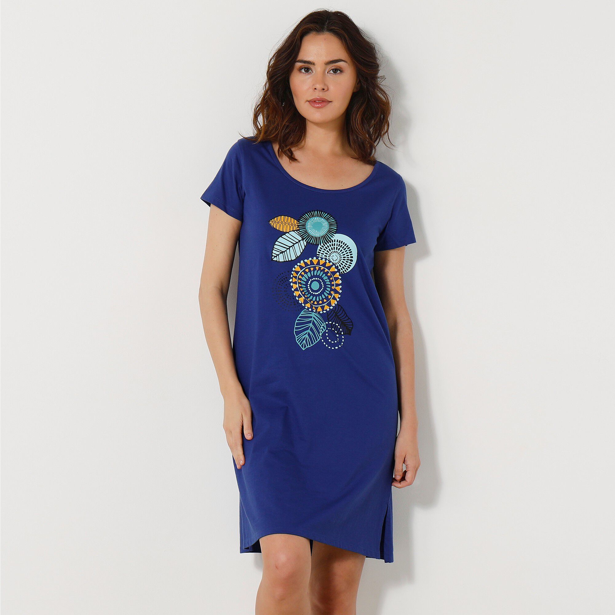 Chemise de nuit courte manches courtes motif 