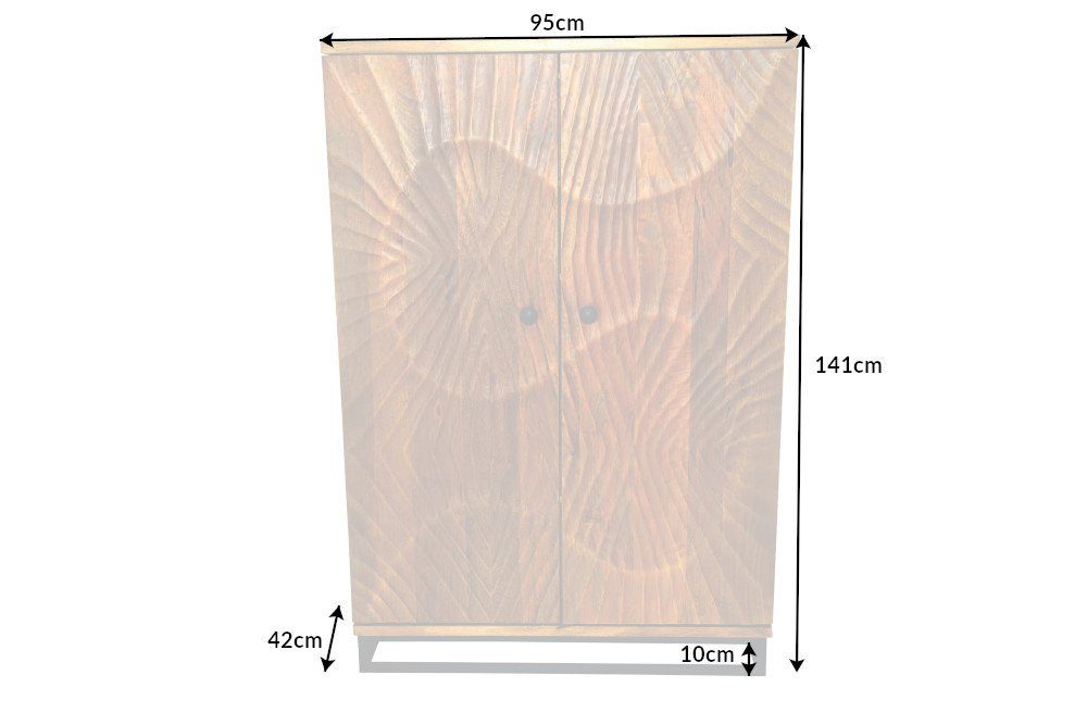riess-ambiente Barschrank SCORPION 141cm braun / schwarz (Einzelartikel, 1-St) Wohnzimmer · Massivholz · Metall · 3D Schnitzereien