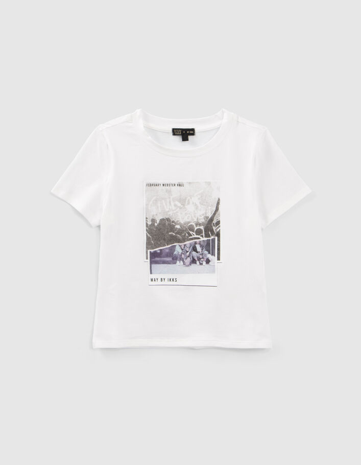T-shirt blanc cropped visuel concert fille