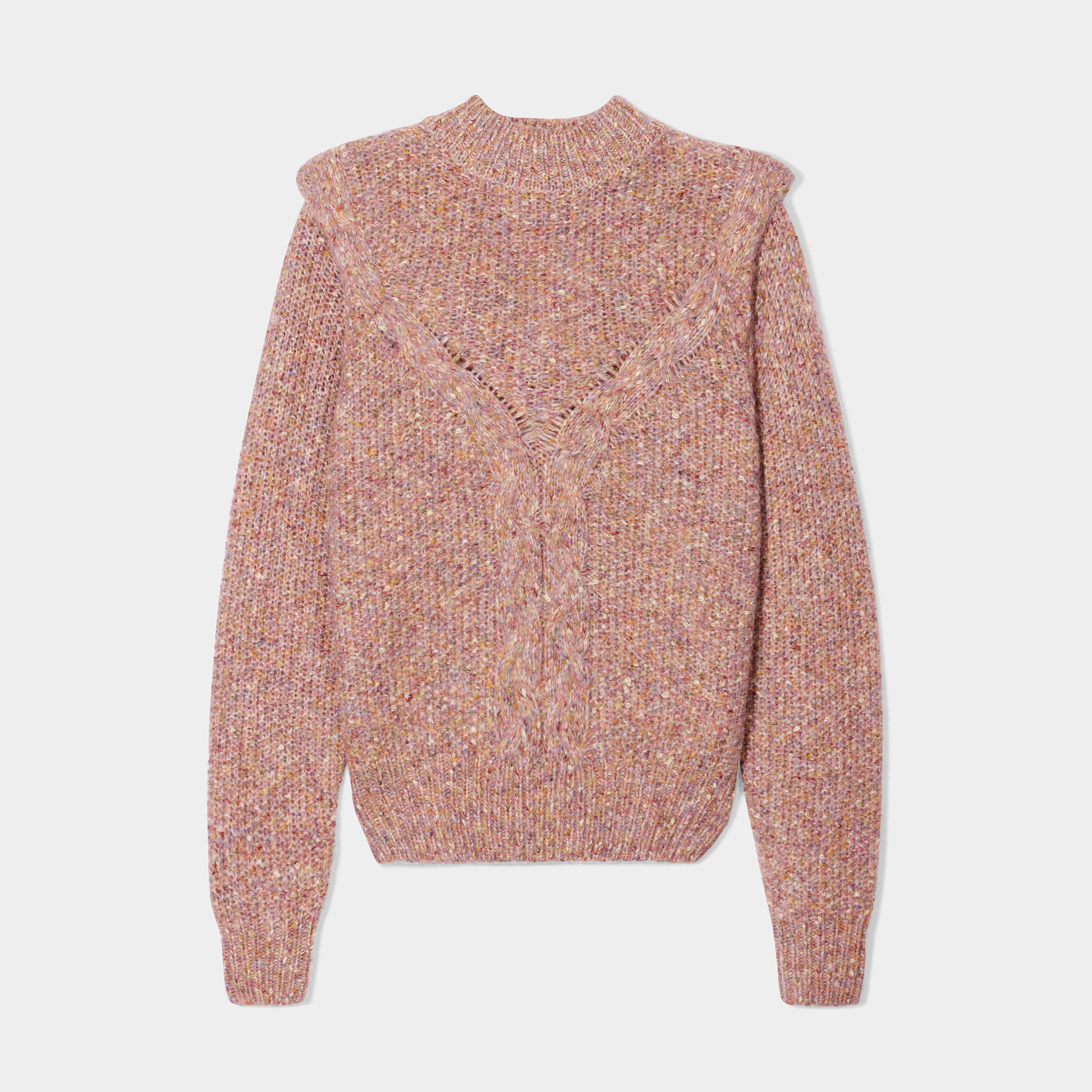Pull détails torsades col montant rose clair femme | La Halle