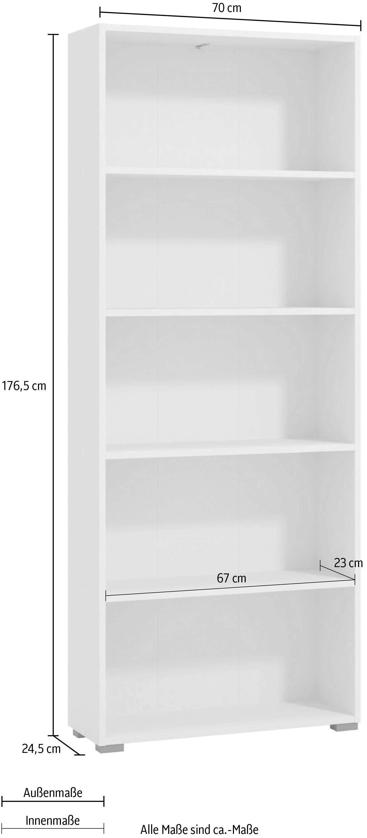 INOSIGN Aktenregal Tomar 5, Bücherregal mit viel Stauraum, Maße (B/T/H): 70/24,5/176,5 cm
