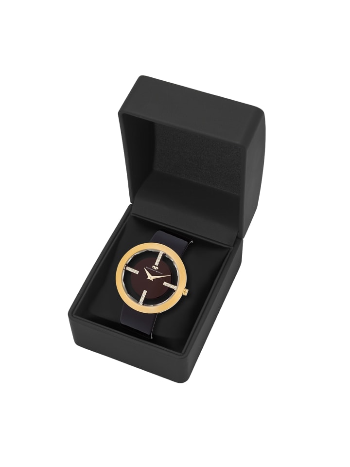 Rhodenwald & Söhne Damen Quarzuhr gelbgold Echtleder dunkelbraun in dunkelbraun günstig kaufen 18 cm