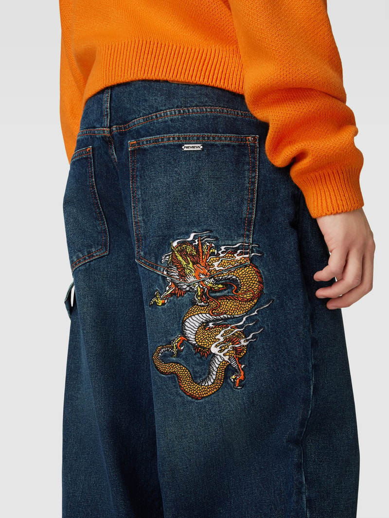Baggy Jeans mit Label-Detail Modell 'DRAGON' in blau